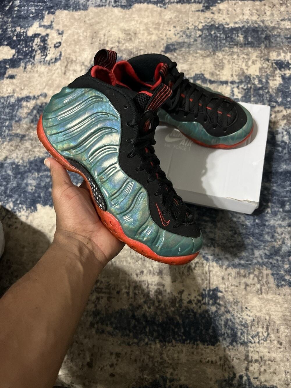 Size 8 - Nike Air Foamposite One Premium Gone Fishing 2015 Red Custom Soles
